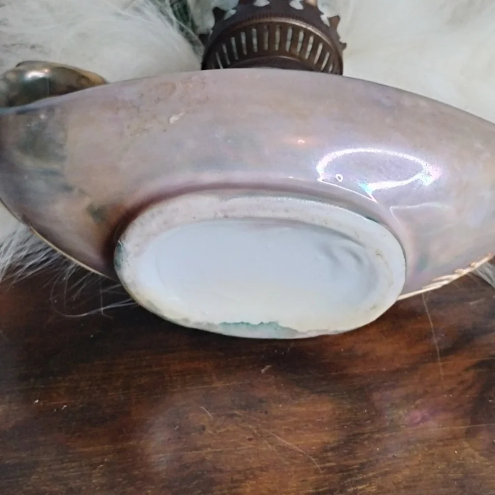 Vintage Ceramic Oil Lamp with Gold Accents
